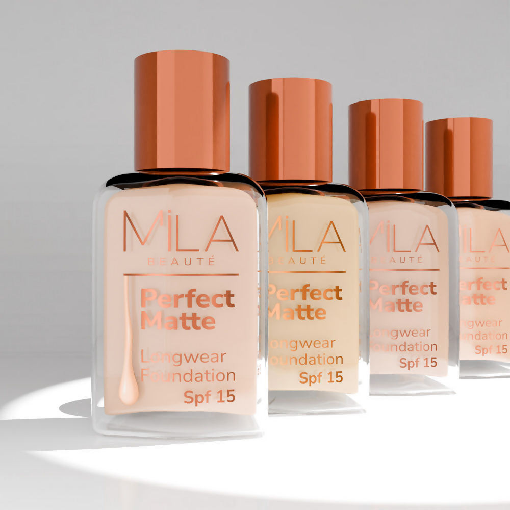 Mila Beaute Perfect Matte Longwear Foundation with SPF 15 & Oil Control Formula - Blush 