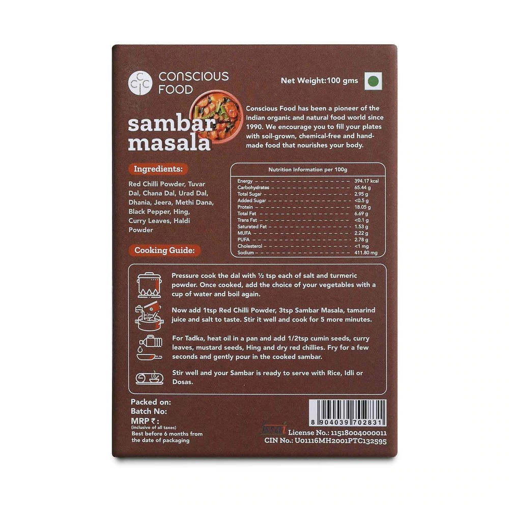 Conscious Food Sambar Masala Powder 