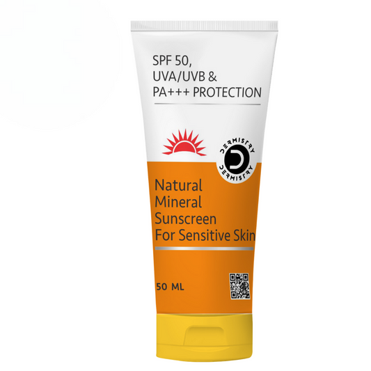 Dermistry Natural Mineral Sunscreen for Sensitive Skin & Children SPF 50 UVA UVB PA+++ Protection 