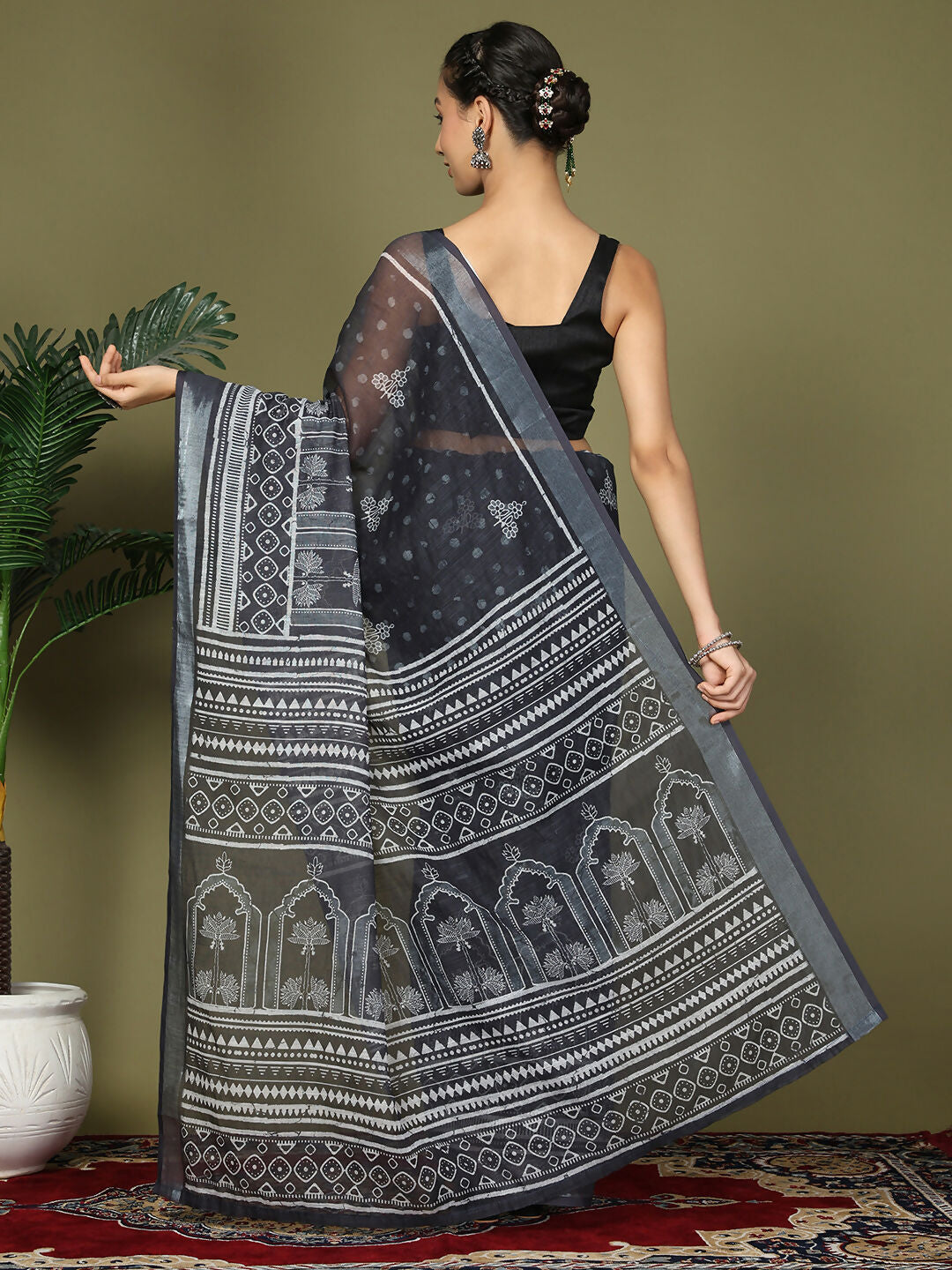 Shree Shyam Fashion Cotton Black Saree