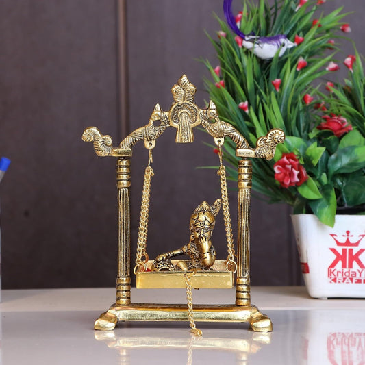 KridayKraft Laddu Gopal on Jhulla Palana Metal Statue - Grab2buy