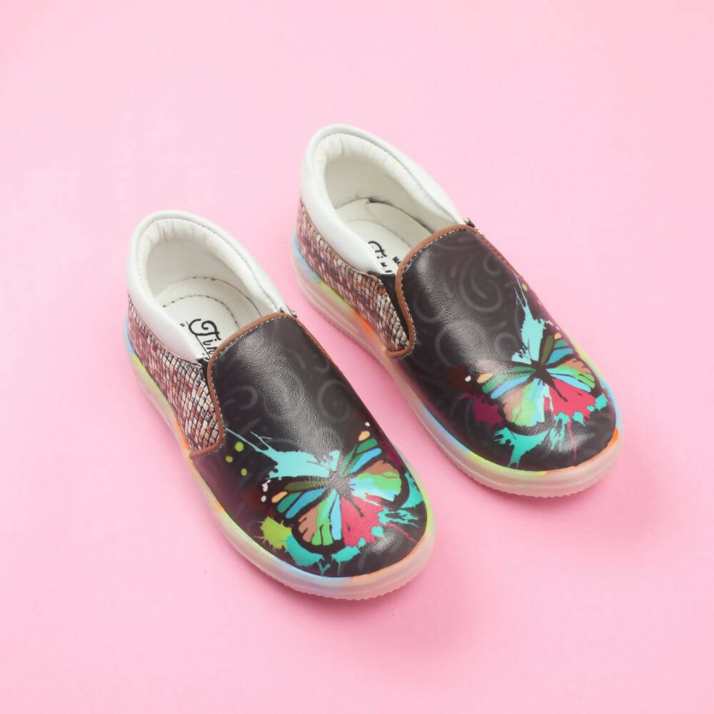 Tiny Bugs Unisex Butterfly Printed Slip Ons Sneakers - Black  Grab2Buy Tiny Bugs Grab2Buy