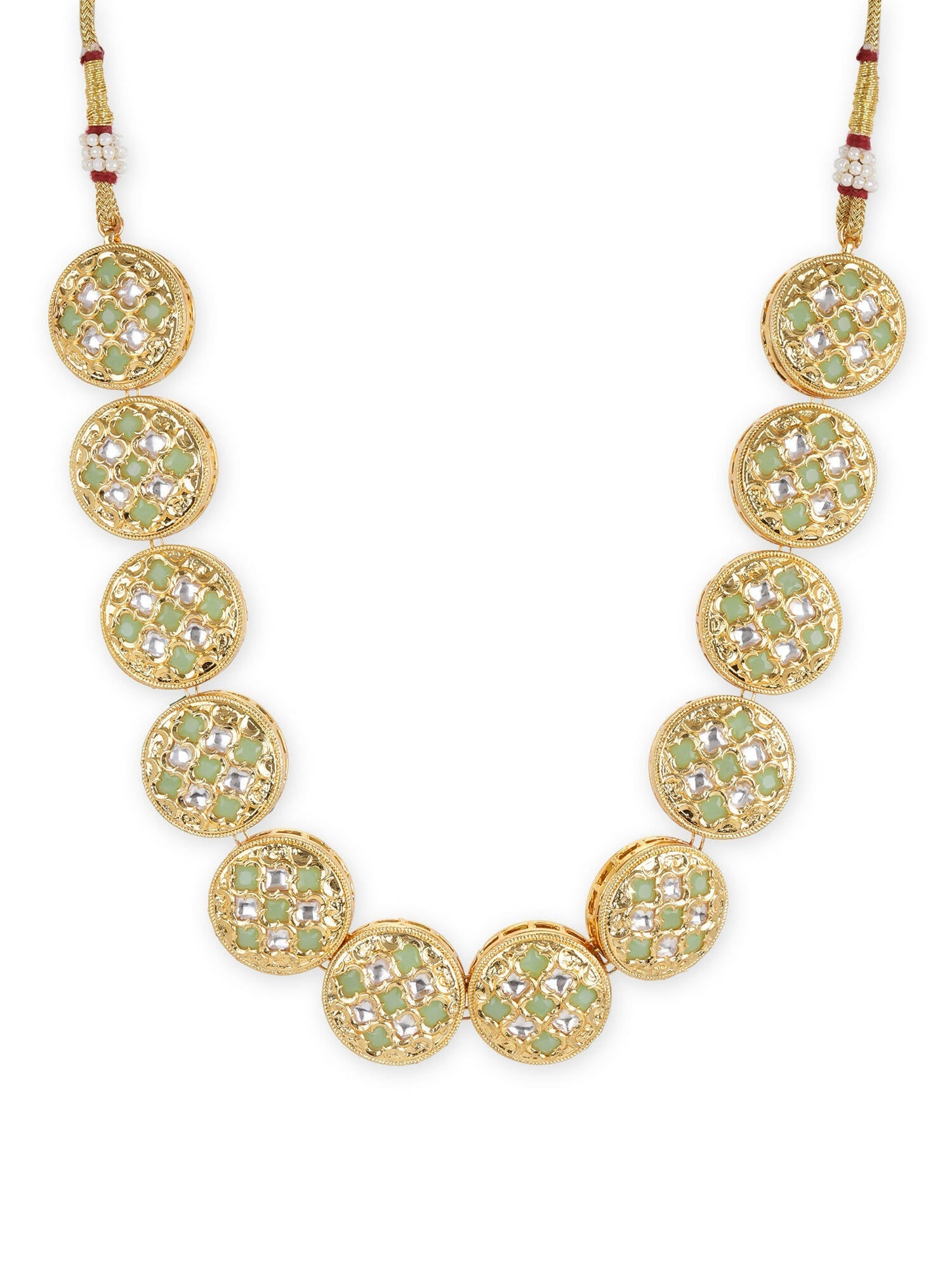 Gold-Toned White Brass Gold-Polished Necklace - Ruby Raang | Swadesiicart