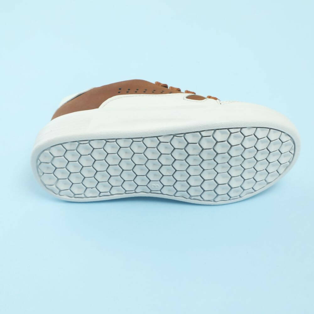 Tiny Bugs Boys Lace Up Casual Shoes - White & Brown  Grab2Buy Tiny Bugs Grab2Buy