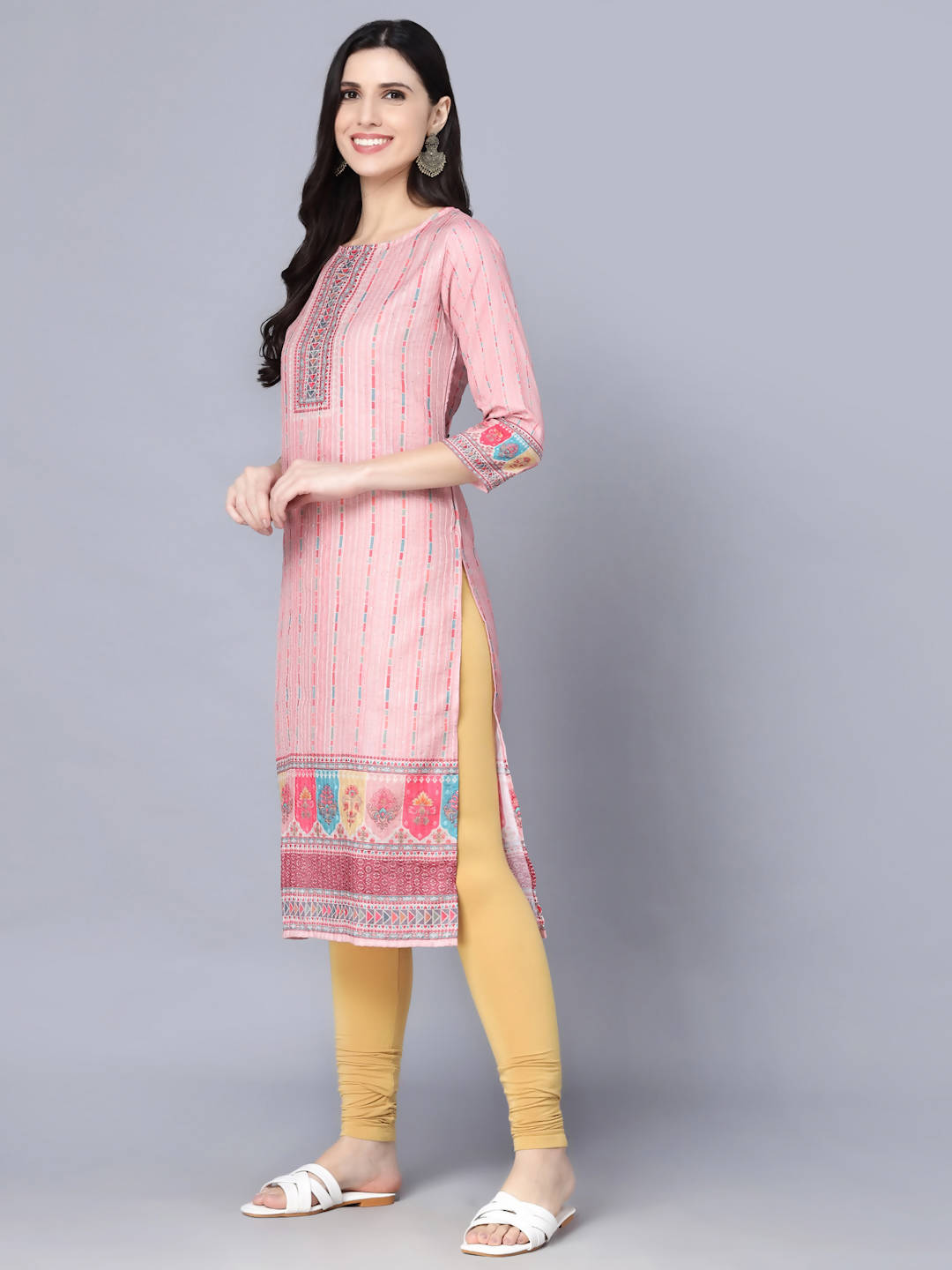 Myshka Women Pink Striped Kurta