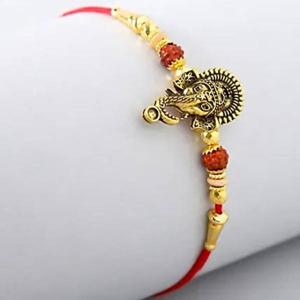 Lord Ganesha Rudraksha Rakhi & Almonds