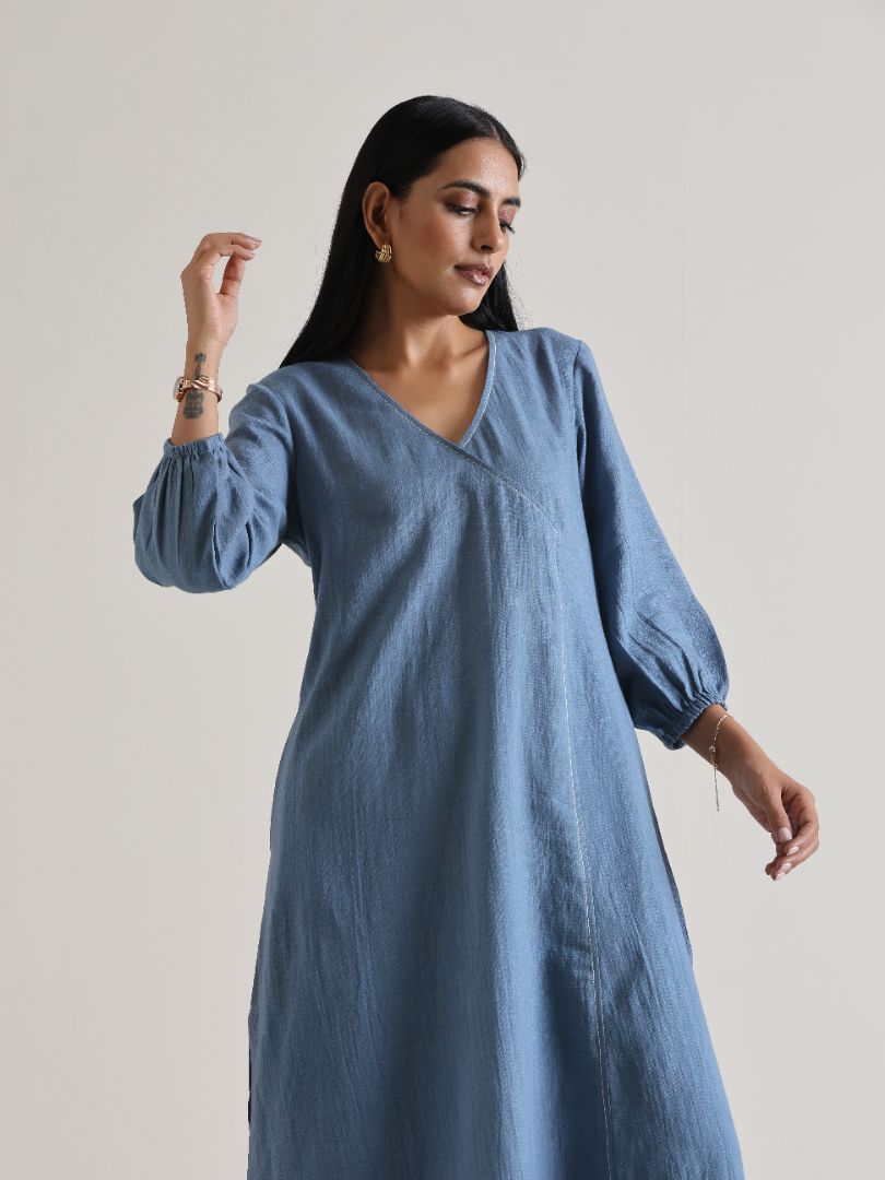 trueBrowns Light Blue Kurta Pant Set 