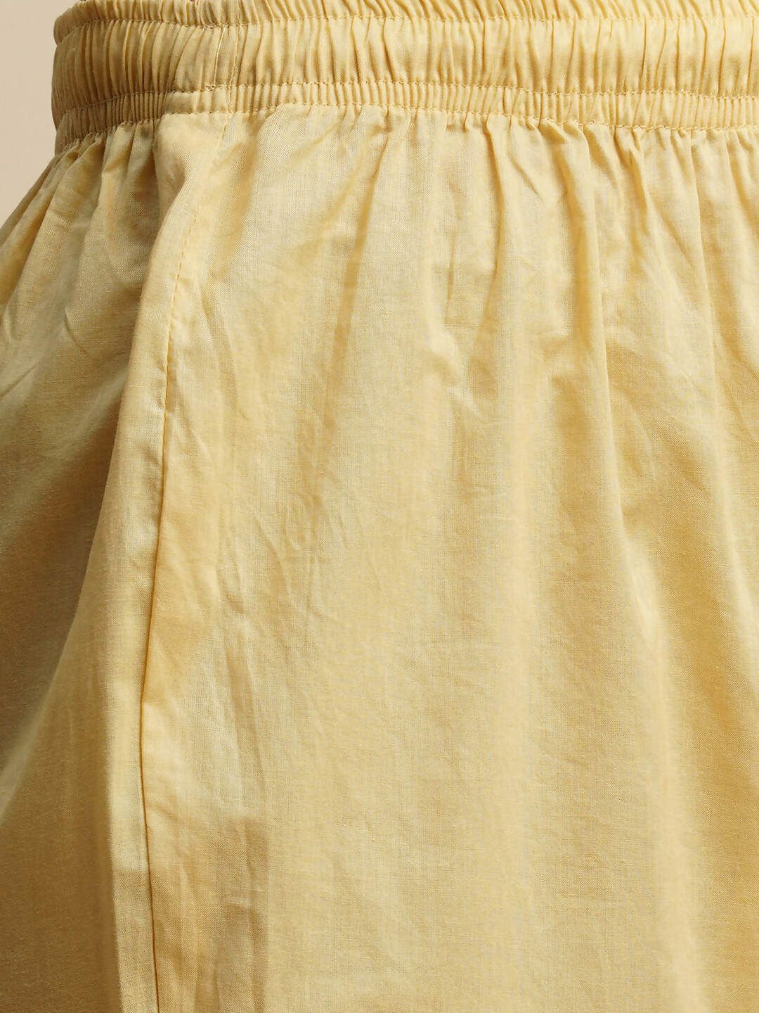 Mustard Pure Cotton Floral Printed Naira Cut Kurta And Bottom With Dupatta - Akashara