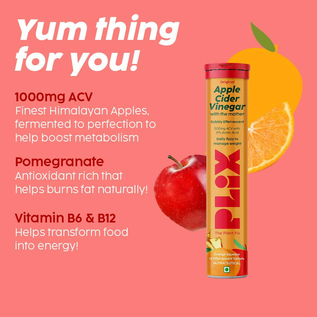PLIX The Plant Fix Apple Cider Vinegar Effervescent Tablet with Mother - Orange 