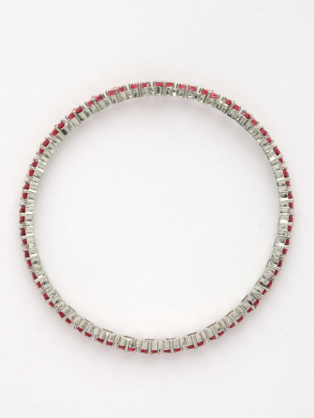 NVR Women's Set of 2 Pink CZ Stone-Studded Handcrafted Bangles 