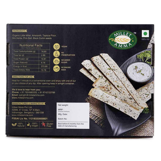 Millet Amma Organic Millet Lavash (Gluten Free) - Grab2buy