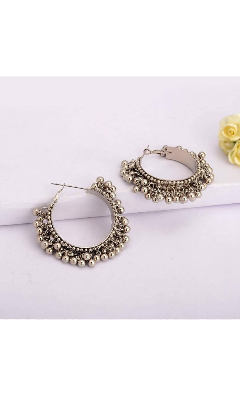 Mominos Fashion Traditional Oxidised Afghani Ghungroo Style Small Hoop Earrings - Grab2buy