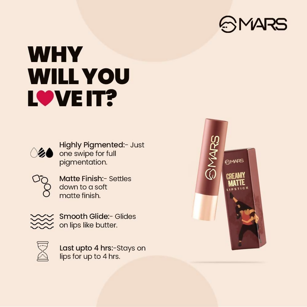 MARS Cosmetics Creamy Matte Long Lasting Lipstick - 23 Rock n Roll 