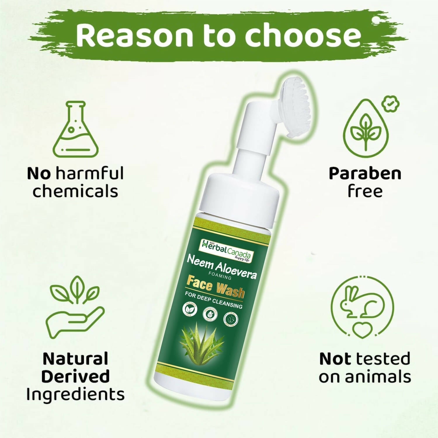 Herbal Canada Neem Aloe Vera Foaming Face Wash 