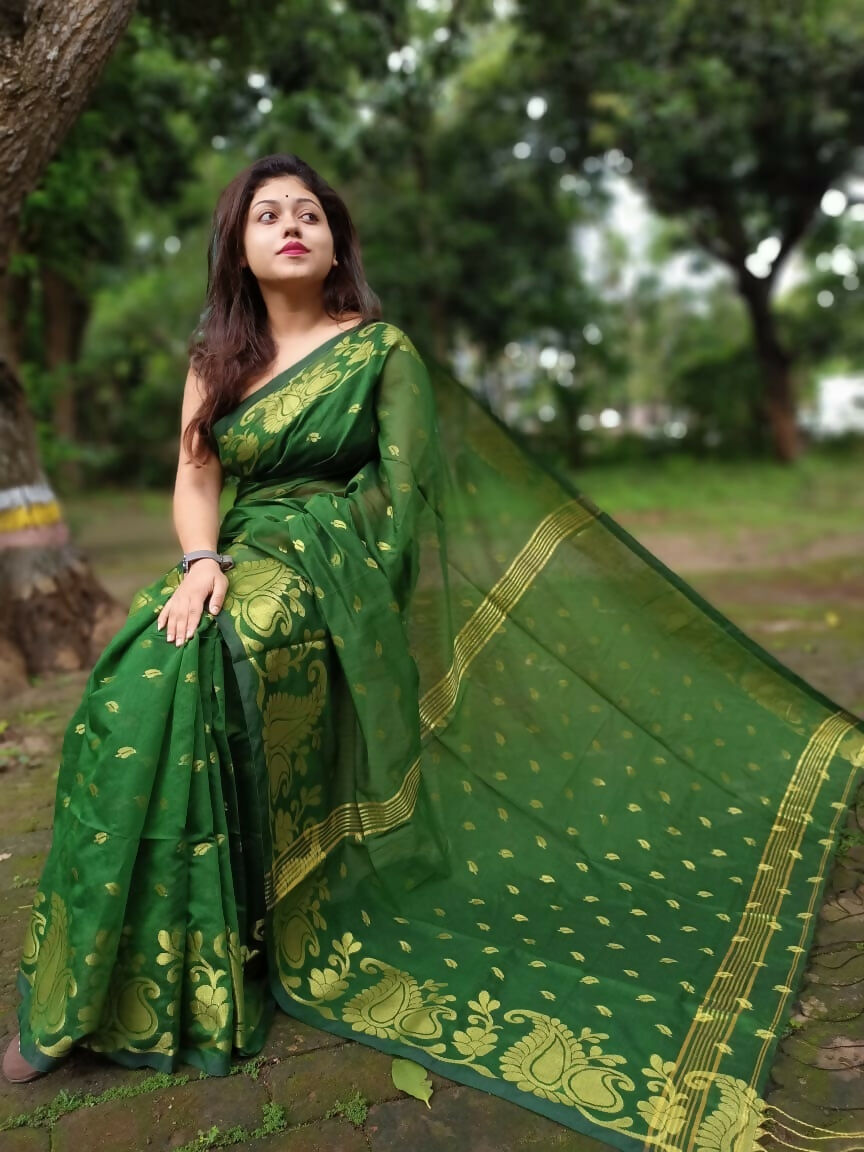 Exclusive Collection Green Beautiful Cotton Silk Grab2Buy 