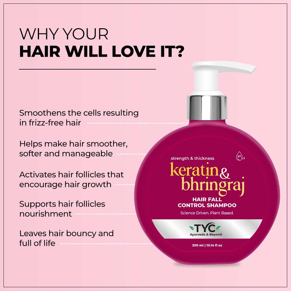 TYC Hair Fall Control Shampoo - Keratin + Bhringraj  Grab2Buy TYC Grab2Buy