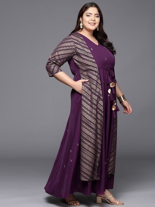 Ahalyaa Plus Size V-neck Maxi Ethnic Dress  Grab2Buy Ahalyaa Grab2Buy