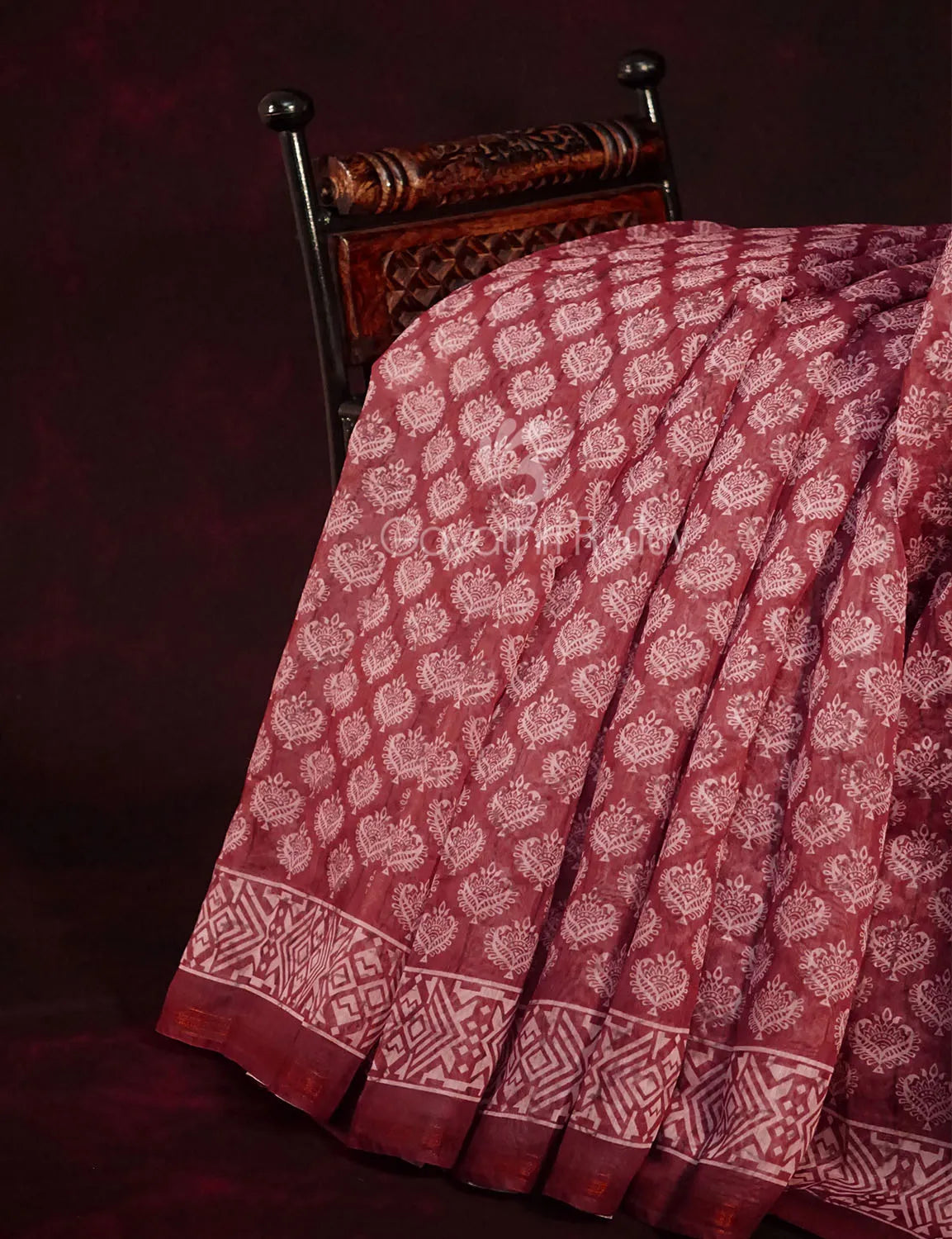 Red Onion All Over Printed Semi Chanderi Grab2Buy By Gayathri Reddy Designer Studio 
