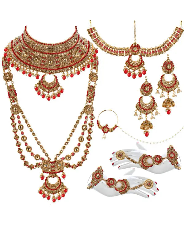 Tehzeeb Creations Traditional Stone Bridal Set 9 Pcs. For Girls & Women Tehzeeb Creations