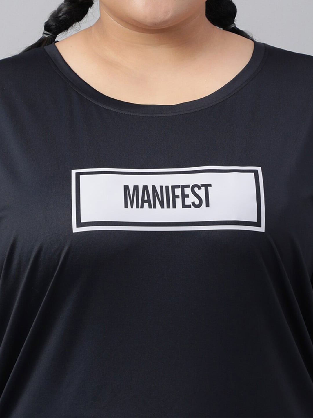 MKH Plus Size Typography Printed Relaxed Fit Dri-FIT T-shirt 