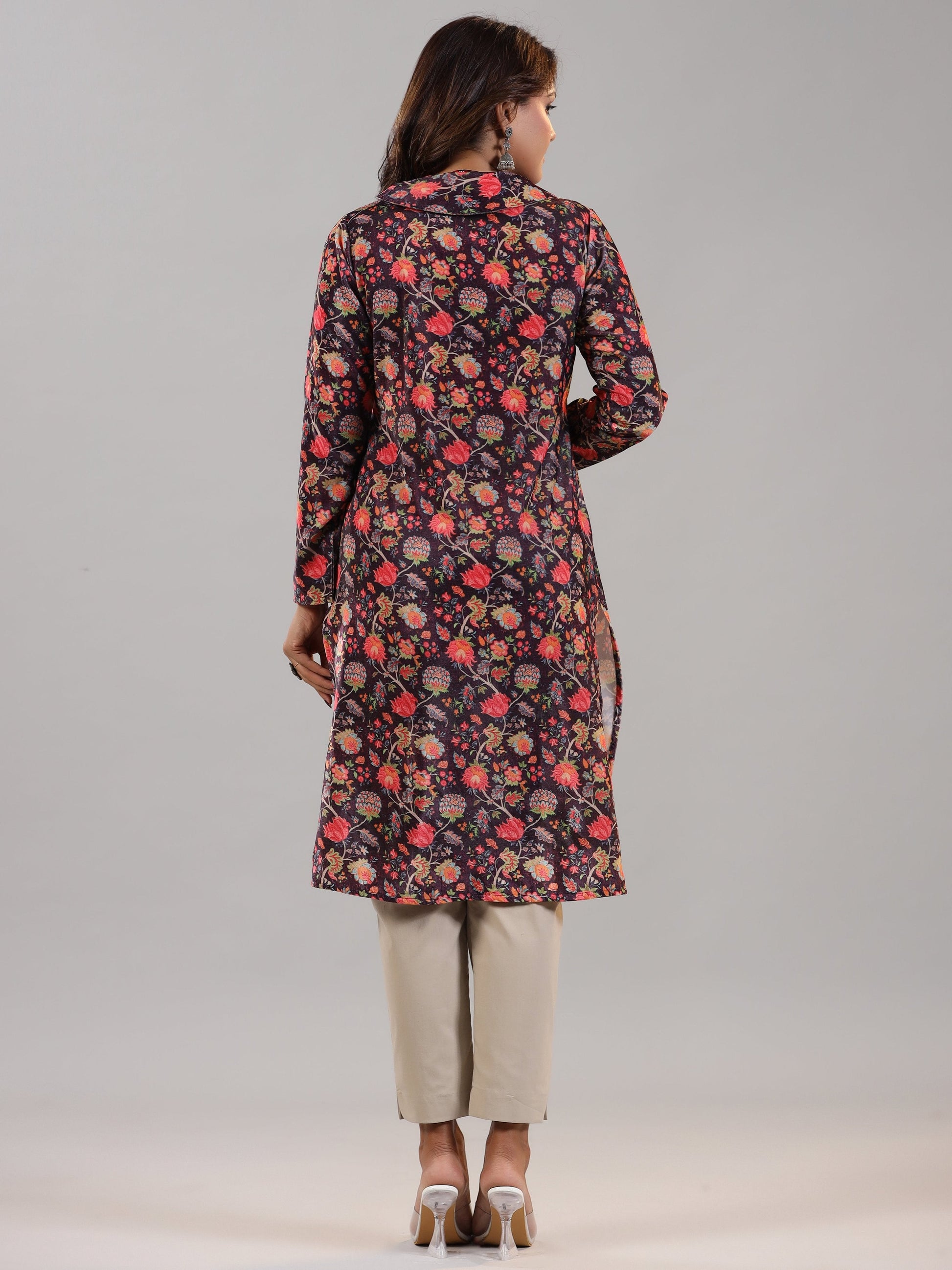Juniper Women Multi Coloured Velvet Printed Kurta