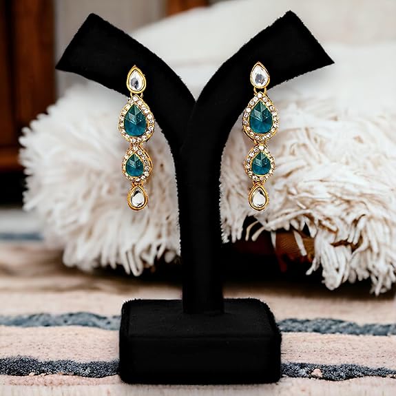 Tehzeeb Creations Traditional Gold-Polished Kundan Necklace Set for Girls & Women Tehzeeb Creations