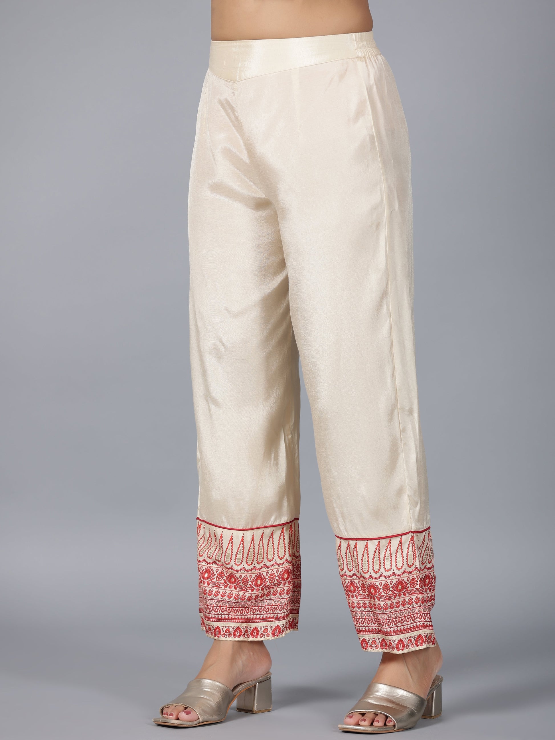 Juniper Women Beige Viscose Shantoon Printed Kurta, Pants & Dupatta Set