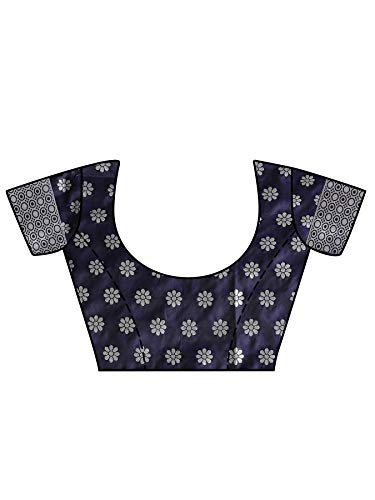 Shiv Textiles Women's Dark Blue Jacquard Art Silk Grab2Buy 
