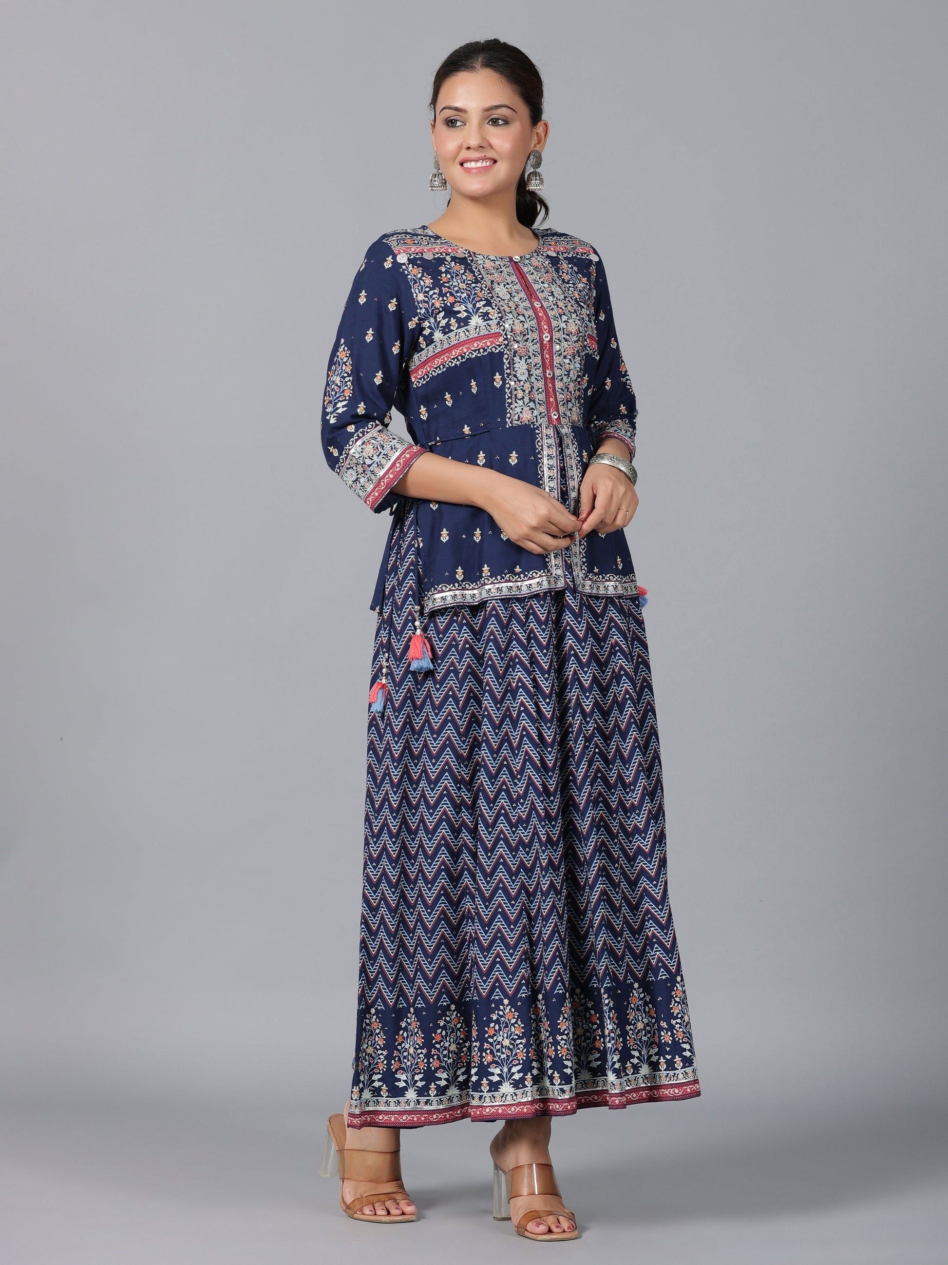 Juniper Women Indigo Shantoon Printed Maxi Dress