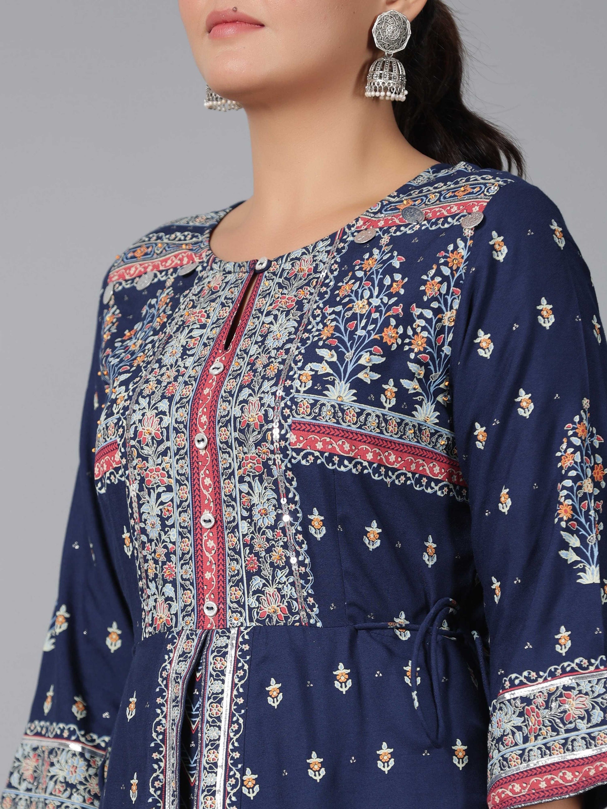 Juniper Women Indigo Shantoon Printed Maxi Dress