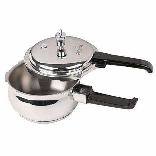 Stainless Steel Handi Pressure Cooker, Silver - 2.5 Litres - Grab2buy