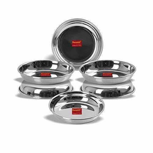 Stainless Steel Heavy Gauge Small Halwa Plates with Mirror finish - Set of 6pc 