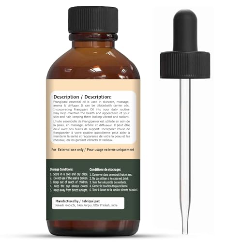 Organic Zing Frangipani (Plumeria alba) Oil | Pure & Natural Essential Oil for Skincare, Massage, Aroma & Diffuser