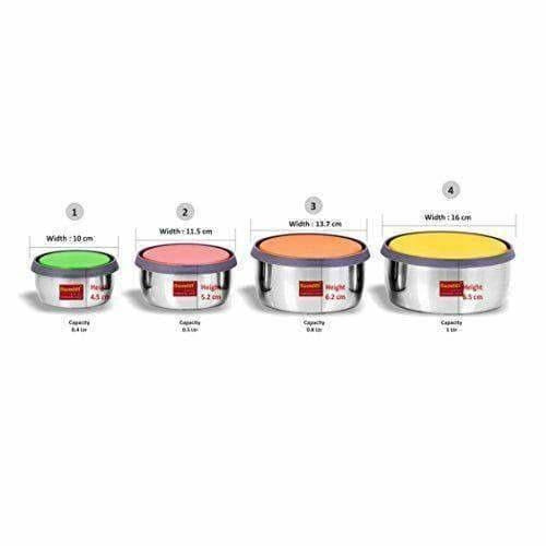 Stainless Steel Food Storage Airtight & Leak Proof -  Set  of 4 Containers - Grab2buy