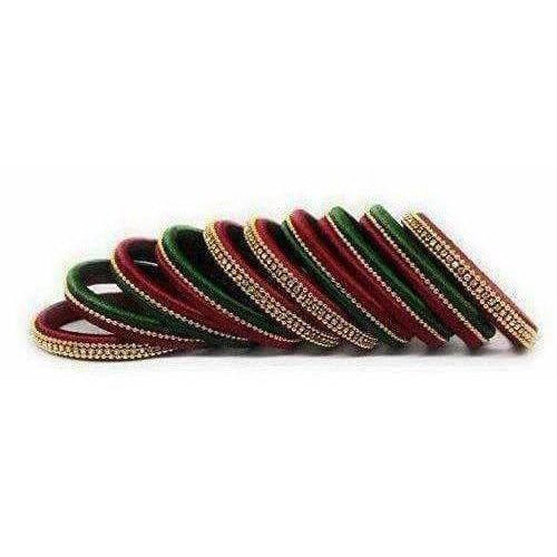 Handmade Silk Thread Bangle Maroon and Green Color 