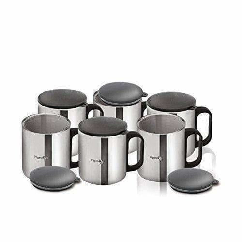 Stainless Steel Coffee Cup Set of 6 (With Lid) | Grab2Buy