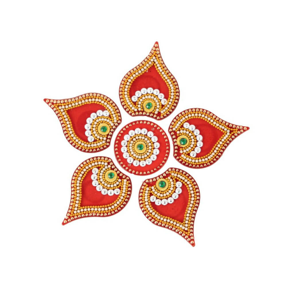 Kundan HandiKrafts Designer Modak Rangoli Red (Baby) - Grab2buy