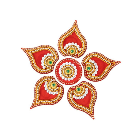 Kundan HandiKrafts Designer Modak Rangoli Red (Baby) - Grab2buy