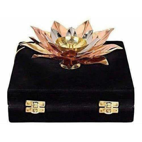 Copper Plated Lotus Design Diya - Grab2buy