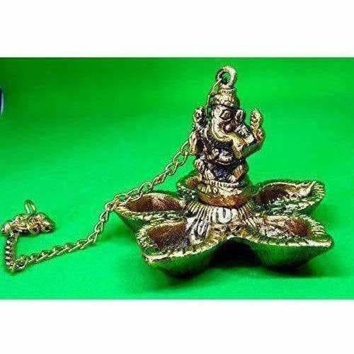 Hanging Ganesh - Handcrafted Golden Polished Brass - Grab2buy