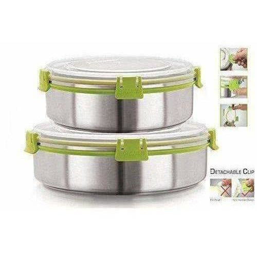 Stainless Steel Airtight & Leak Proof Containers Set, 1300 ml & 1750 ml, Set Of 2 - Grab2buy