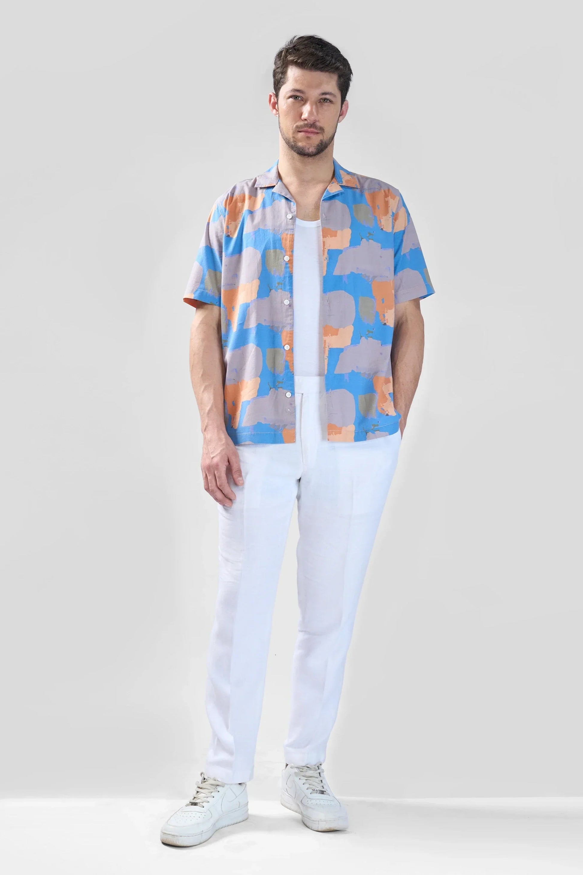 Xkind Blue Abstract Printed Relaxed Fit Shirt  Grab2Buy Xkind Grab2Buy