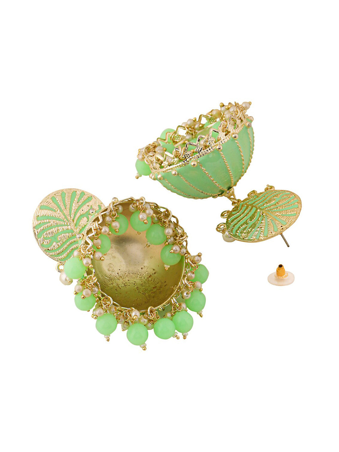Yellow Chimes Women Green Meenakari Jhumkas Earrings - Grab2buy