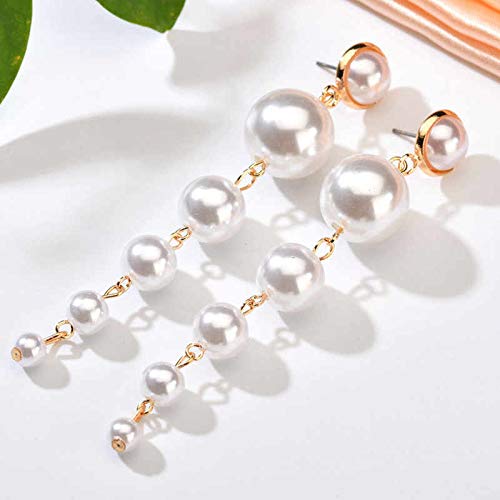 Gold-Plated Alloy Pearl Droplets Earrings - The Pari - Grab2buy