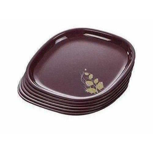 Signoraware Blooming Square Plastic Half Plate Set, Set of 6, Maroon | Grab2Buy