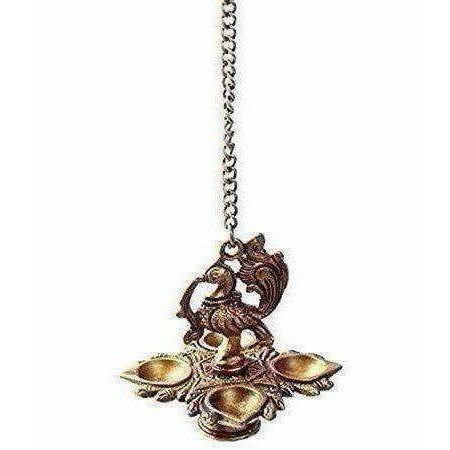 Peacock Hanging Diya With Chain - Grab2buy