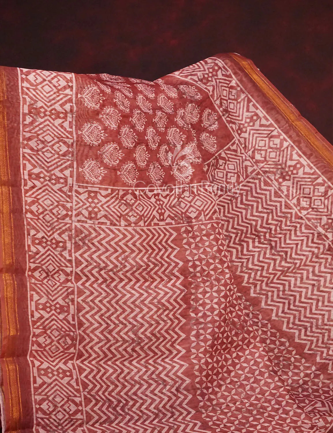 Red Onion All Over Printed Semi Chanderi Grab2Buy By Gayathri Reddy Designer Studio 