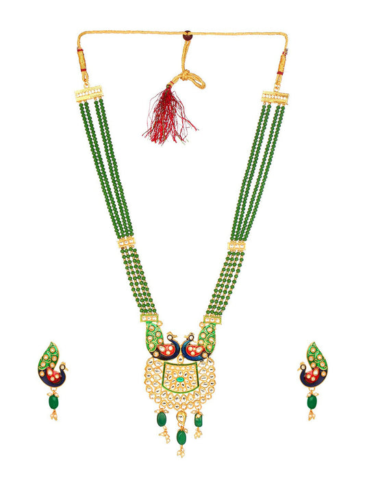 Cardinal Gold-Plated Green Studded Jewellery Set - Grab2buy