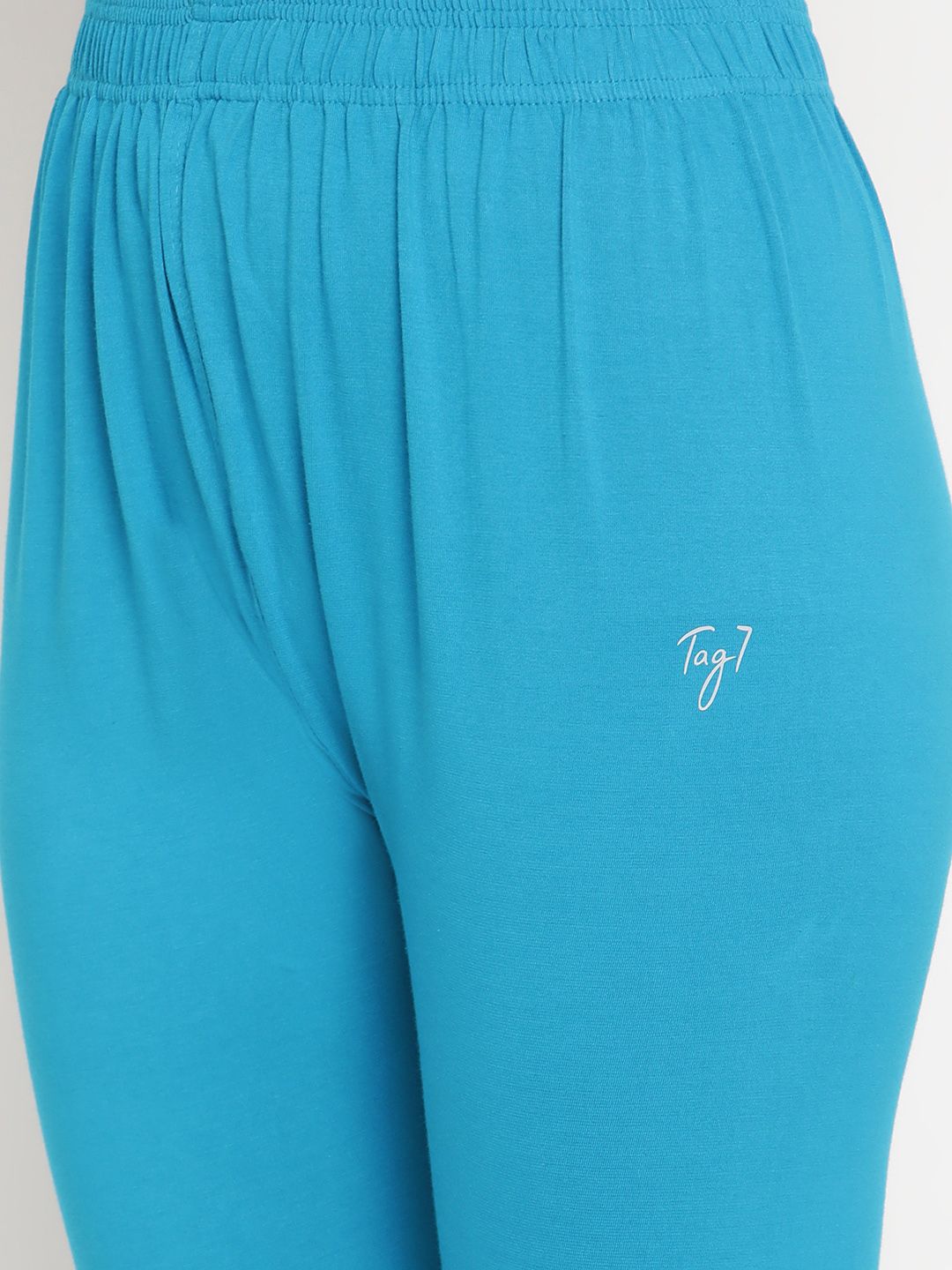 TAG 7 Women Pack Of 2 Pink and Blue Solid Comfort-Fit Ankle-Length Leggings