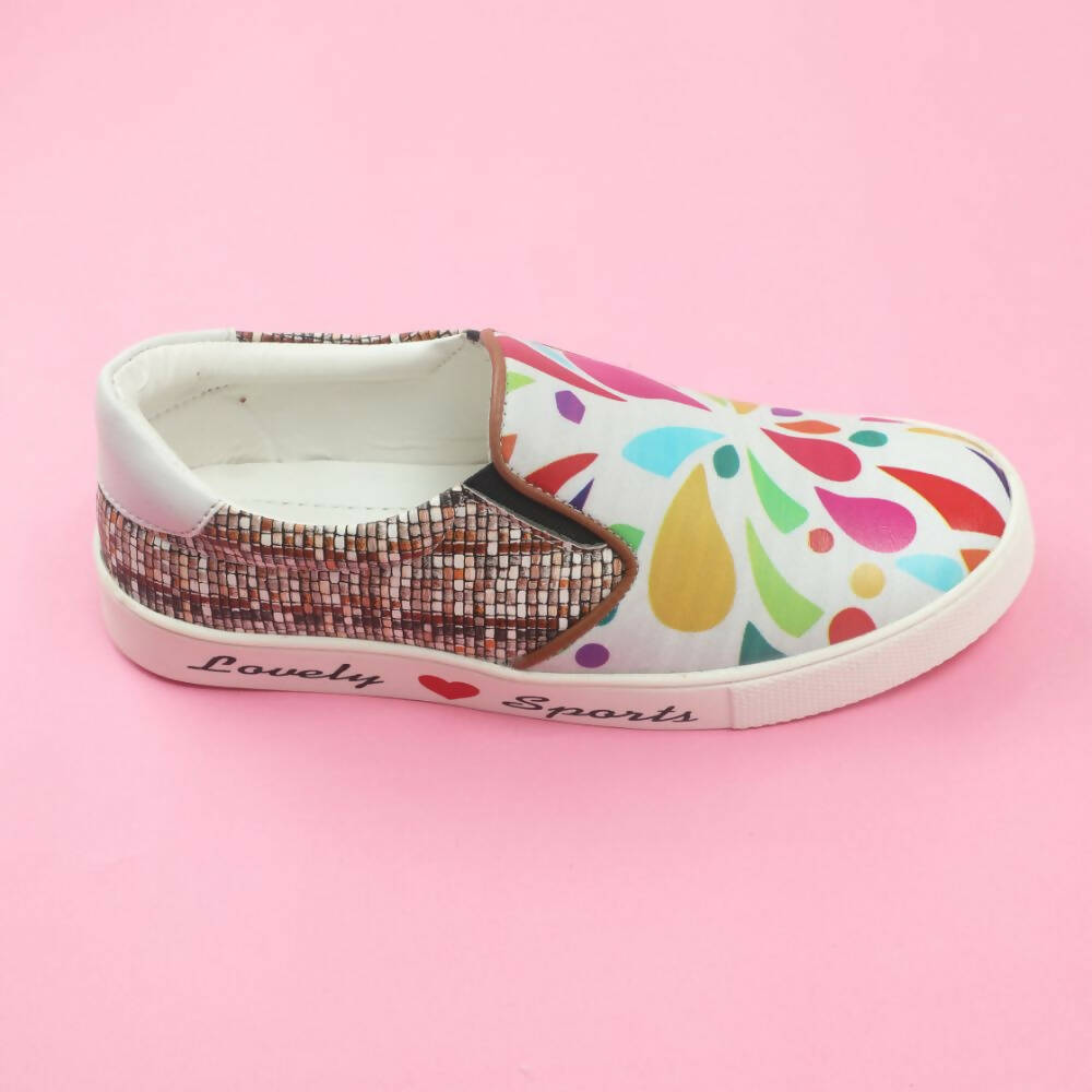 Tiny Bugs Girls Multi Printed Slip Ons Sneakers - White  Grab2Buy Tiny Bugs Grab2Buy